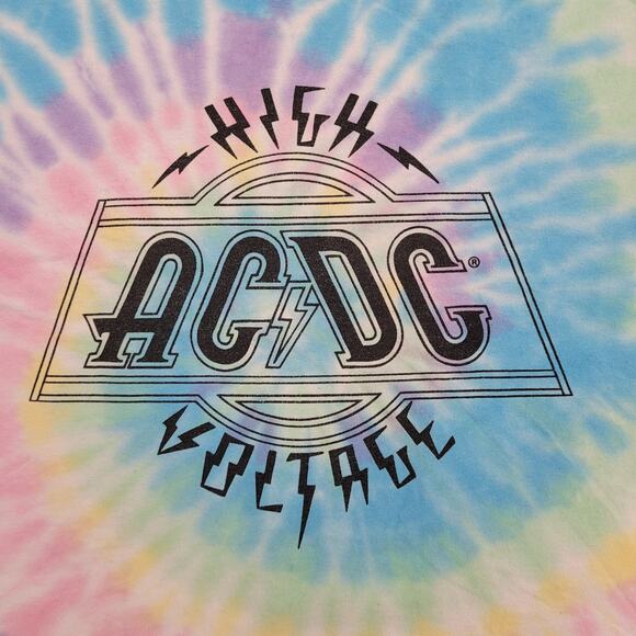 ACDC High-Voltage Crop-Top Shirt Womens XL 23x20 Swirl Tie-Dye - Picture 6 of 11